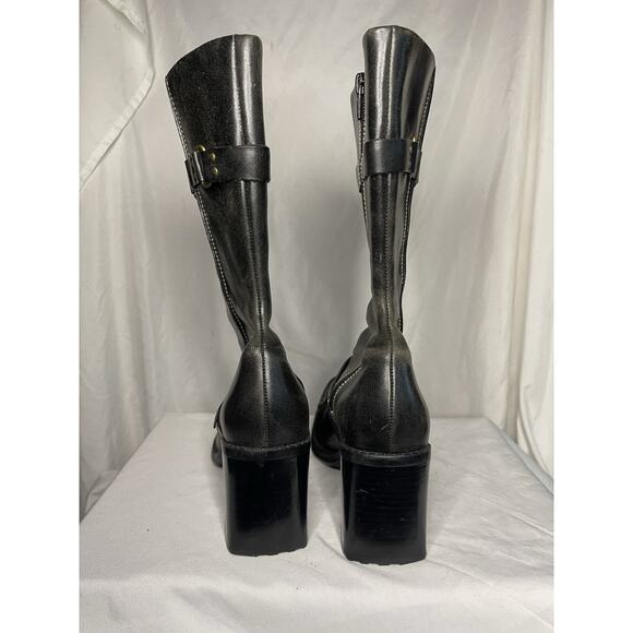 Indigo By Clark’s Leather Boots Women’s Size 6.5 Black Buckle Side Zip Heel Soft - Picture 3 of 16